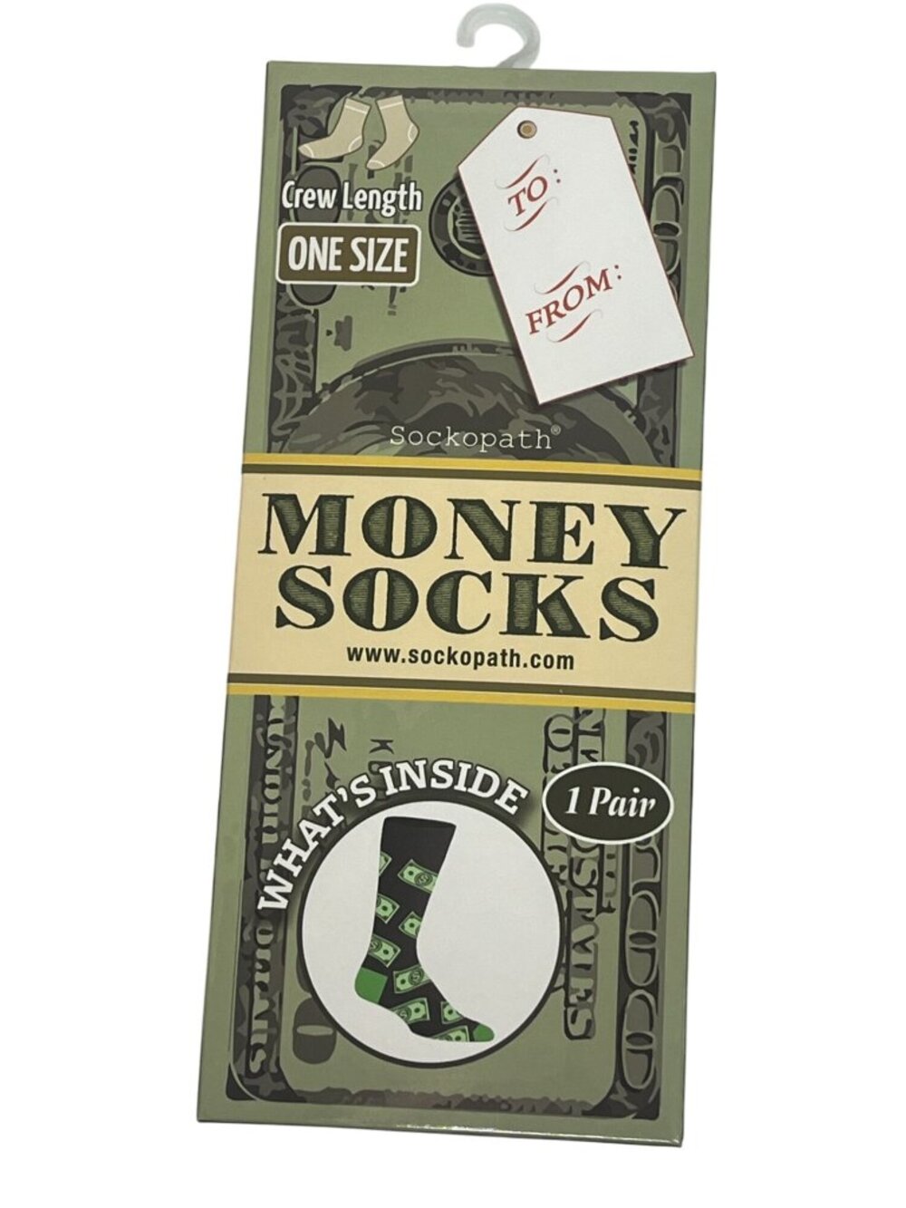 Money Print Crew Socks Dollar Bill Graphic Novelty One Size NWT Gift